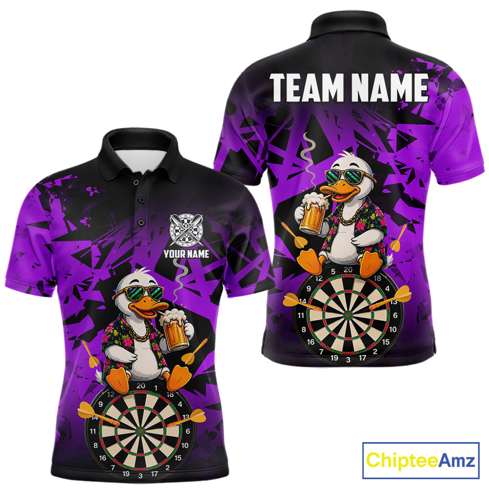 Personalized Purple Funny Duck Beer Darts Shirts For Men Custom Darts Team Jersey, Darts Gift TDM7196