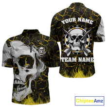 Load image into Gallery viewer, Personalized Yellow 3D Fire Crack Skull Dart Shirts Custom Scary Dart Shirts For Men Dart Jersey TDM4761