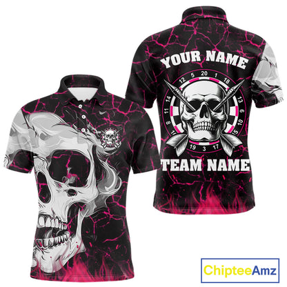 Personalized Pink 3D Fire Crack Skull Dart Shirts Custom Scary Dart Shirts For Men Dart Jersey TDM4762