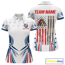 Load image into Gallery viewer, Patriotic American Flag 8 Ball Billiard Shirt For Women Custom Pool Team Jerseys Polo &amp; Quarter Zip TDM4769
