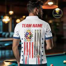 Load image into Gallery viewer, Patriotic American Flag 9 Ball Billiard Shirt For Men Custom Pool Team Jerseys Polo &amp; Quarter Zip TDM4770