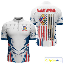 Load image into Gallery viewer, Patriotic American Flag 9 Ball Billiard Shirt For Men Custom Pool Team Jerseys Polo &amp; Quarter Zip TDM4770
