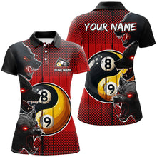 Load image into Gallery viewer, Funny Ying And Yang Eyes Of Wolf Billiard Shirts For Women Custom 8 &amp; 9 Ball Billiard Jerseys | Red TDM2714