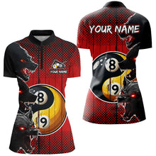 Load image into Gallery viewer, Funny Ying And Yang Eyes Of Wolf Billiard Shirts For Women Custom 8 &amp; 9 Ball Billiard Jerseys | Red TDM2714