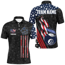 Load image into Gallery viewer, Personalized American Flag Ball 8 Pattern Men Billiard Shirts, Patriotic Billiard Jerseys | Black TDM2717