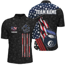 Load image into Gallery viewer, Personalized American Flag Ball 8 Pattern Men Billiard Shirts, Patriotic Billiard Jerseys | Black TDM2717