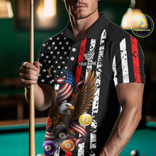 Load image into Gallery viewer, Billiard Eagle American Flag Stripes Pool Jersey For Men Custom Patriotic Billiard Team Shirt|Red TDM4983
