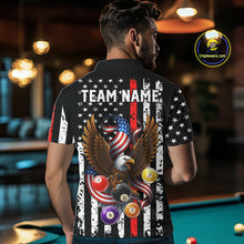 Load image into Gallery viewer, Billiard Eagle American Flag Stripes Pool Jersey For Men Custom Patriotic Billiard Team Shirt|Red TDM4983