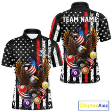 Load image into Gallery viewer, Billiard Eagle American Flag Stripes Pool Jersey For Men Custom Patriotic Billiard Team Shirt|Red TDM4983