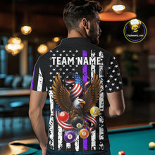 Load image into Gallery viewer, Billiard Eagle American Flag Stripes Pool Jersey For Men Custom Patriotic Billiard Shirt|Purple TDM4984