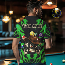 Load image into Gallery viewer, Personalized Green Funny Flame 8 Ball Billiard Shirt For Men Custom Pool Team Jersey Polo, 1/4 Zip TDM4985