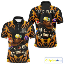 Load image into Gallery viewer, Orange Funny Flame 8 Ball Billiard Shirt For Men Custom Pool Team Jersey Polo &amp; Quarter Zip TDM4986
