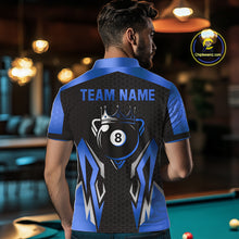 Load image into Gallery viewer, Black And Blue 8 Ball Pool Crown Billiard Shirt For Men Custom Billiard Jersey Team Polo &amp; 1/4 Zip TDM4990