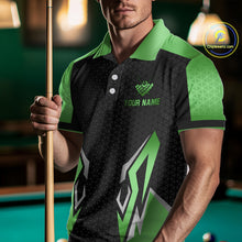 Load image into Gallery viewer, Black And Green 8 Ball Pool Crown Billiard Shirt For Men Custom Billiard Jersey Polo &amp; 1/4 Zip TDM4991