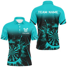 Load image into Gallery viewer, Turquoise Grunge Dart Polo &amp; Quarter-Zip Shirts For Men Custom Retro Darts Board Team Dart Jerseys TDM2960