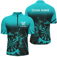 Load image into Gallery viewer, Turquoise Grunge Dart Polo &amp; Quarter-Zip Shirts For Men Custom Retro Darts Board Team Dart Jerseys TDM2960