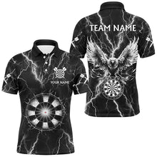 Load image into Gallery viewer, Personalized Black White Thunder Lightning Dart Shirts For Men Custom Eagle Dart Team Jerseys TDM2962