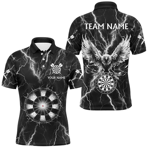 Personalized Black White Thunder Lightning Dart Shirts For Men Custom Eagle Dart Team Jerseys TDM2962