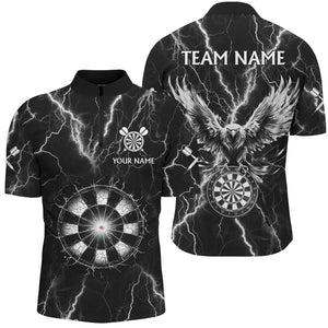 Personalized Black White Thunder Lightning Dart Shirts For Men Custom Eagle Dart Team Jerseys TDM2962