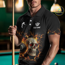 Load image into Gallery viewer, Personalized Skull 8 Ball Fire Billiard Shirt For Men Custom Pool Team Shirt, Billiard Jersey TDM5424