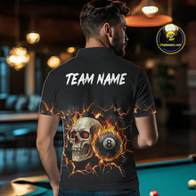 Load image into Gallery viewer, Personalized Skull 8 Ball Fire Billiard Shirt For Men Custom Pool Team Shirt, Billiard Jersey TDM5424