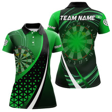 Load image into Gallery viewer, Black Green Lights Dart Polo, 1/4 Zip Custom Dart Shirt For Women Dart Jersey TDM3546