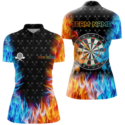 Personalized Dart Board Fire & Water 3D Printed Women Quarter-Zip Shirts Custom Darts Jerseys TDM1218