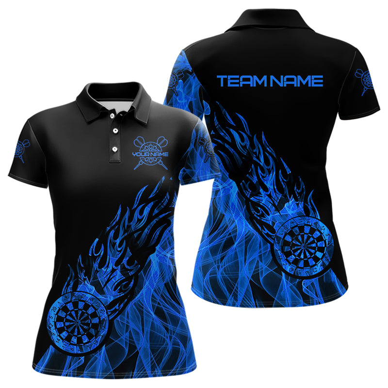 Black And Blue Dartboard Fire Flame Darts Polo & Quarter Zip Custom Dart Shirt For Women Dart Jersey TDM3706