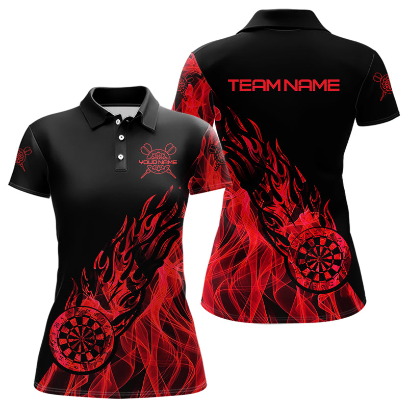 Red And Black Dartboard Fire Flame Darts Polo & Quarter Zip Custom Dart Shirt For Women Dart Jerseys TDM3707