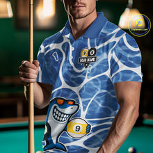 Load image into Gallery viewer, Blue Funny Shark 8 Ball &amp; 9 Ball Billiard Shirt For Men Custom Pool Team Jersey Polo &amp; 1/4 Zip TDM6056