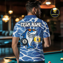 Load image into Gallery viewer, Blue Funny Shark 8 Ball &amp; 9 Ball Billiard Shirt For Men Custom Pool Team Jersey Polo &amp; 1/4 Zip TDM6056