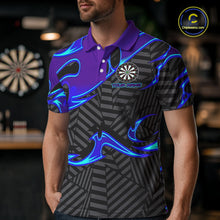 Load image into Gallery viewer, Custom Black Purple Tribal Flame Darts Polo Shirt For Men, Personalized Darts Team Jerseys TDM1429