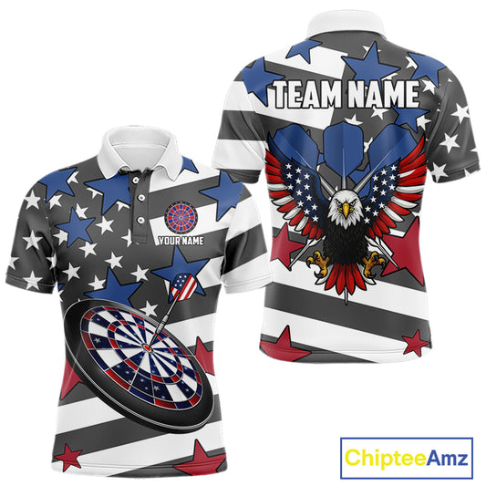 Patriotic American Flag Eagle Dart Shirts For Men Custom Darts Jerseys Team Polo & 1/4 Zip TDM3883