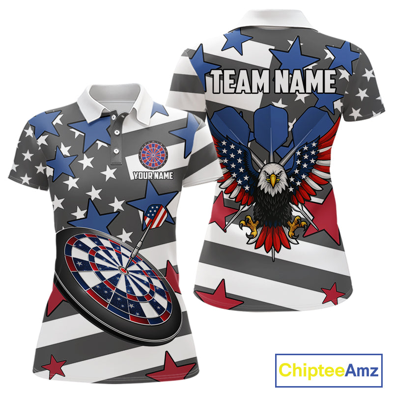 Patriotic American Flag Eagle Dart Shirts For Women Custom Darts Jerseys Team Polo & 1/4 Zip TDM3883