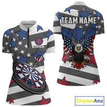 Load image into Gallery viewer, Patriotic American Flag Eagle Dart Shirts For Women Custom Darts Jerseys Team Polo &amp; 1/4 Zip TDM3883