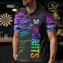 Load image into Gallery viewer, Custom Rainbow Smoke Darts Shirt For Men, Darts Team Jersey Pocket Option TDM3886