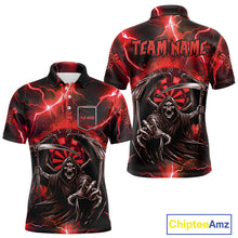 Load image into Gallery viewer, Red Grim Reaper Darts Shirt With Pocket Option For Men Custom Darts Jersey TDM3967