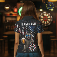 Load image into Gallery viewer, Funny Raccoon Grunge American Flag Darts Shirt For Women Custom Darts Jersey Team Polo &amp; 1/4 Zip TDM6483