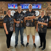 Load image into Gallery viewer, Funny Raccoon Grunge American Flag Darts Shirt For Women Custom Darts Jersey Team Polo &amp; 1/4 Zip TDM6483
