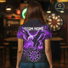 Load image into Gallery viewer, Personalized Purple Dartboard Galaxy Eagle Darts Shirt For Women, Darts Team Jersey Polo &amp; 1/4 Zip TDM6485