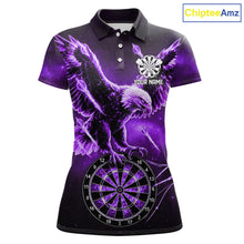 Load image into Gallery viewer, Personalized Purple Dartboard Galaxy Eagle Darts Shirt For Women, Darts Team Jersey Polo &amp; 1/4 Zip TDM6485
