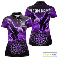 Load image into Gallery viewer, Personalized Purple Dartboard Galaxy Eagle Darts Shirt For Women, Darts Team Jersey Polo &amp; 1/4 Zip TDM6485