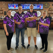 Load image into Gallery viewer, Personalized Purple Dartboard Galaxy Eagle Darts Shirt For Women, Darts Team Jersey Polo &amp; 1/4 Zip TDM6485