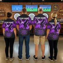 Load image into Gallery viewer, Personalized Purple Dartboard Galaxy Eagle Darts Shirt For Women, Darts Team Jersey Polo &amp; 1/4 Zip TDM6485