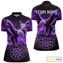 Load image into Gallery viewer, Personalized Purple Dartboard Galaxy Eagle Darts Shirt For Women, Darts Team Jersey Polo &amp; 1/4 Zip TDM6485