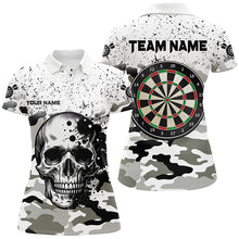 Load image into Gallery viewer, Personalized Black White Grunge Camo Skull Darts Shirts For Women Custom Unique Darts Team Jerseys TDM1994