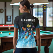 Load image into Gallery viewer, Custom Billiard Shirt For Women –  Blue Thunder Lightning Wolf Pool Balls Team Jersey Polo &amp; 1/4 Zip TDM4558