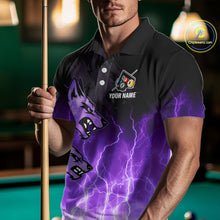 Load image into Gallery viewer, Custom Billiard Shirt For Men, Purple Thunder Lightning Wolf Pool Balls Team Jersey Polo &amp; 1/4 Zip TDM4559