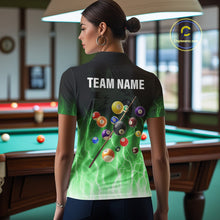 Load image into Gallery viewer, Custom Billiard Shirt For Women, Green Thunder Lightning Wolf Pool Balls Team Jersey Polo &amp; 1/4 Zip TDM4560