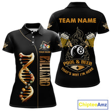 Load image into Gallery viewer, Funny DNA Billiard Shirt For Women Custom 8 Ball Pool &amp; Beer That&#39;s Why I&#39;M Here Team Jersey TDM4565